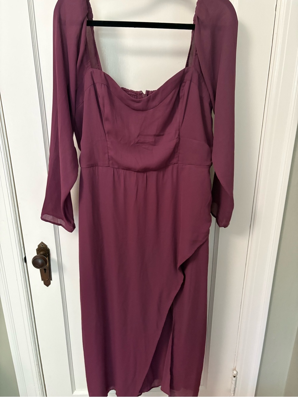 Abercrombie & Fitch Dusty Mauve Long Sleeve Wrap Midi Dress